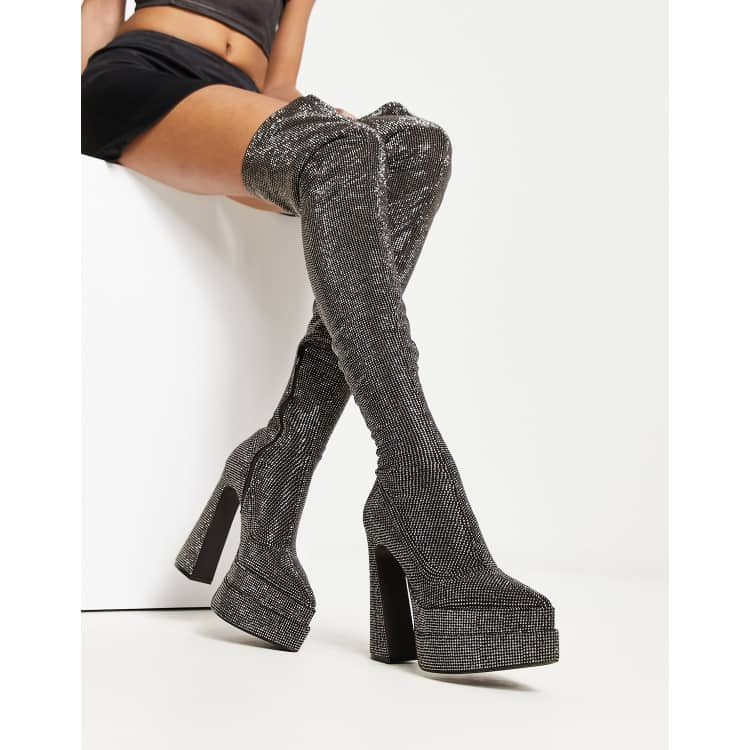 Rhinestone hot sale thigh boots