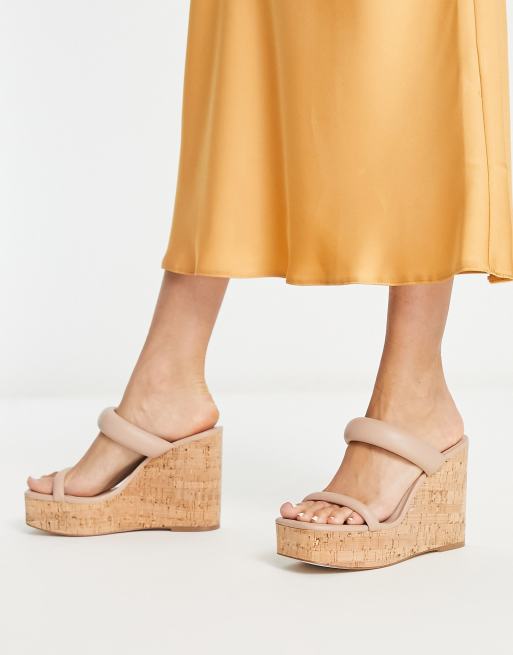 Steve Madden Sun City two-part mule wedges in blush leather