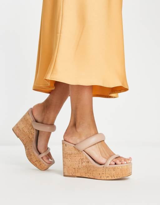 Steve Madden Sun City two-part mule wedges in blush leather