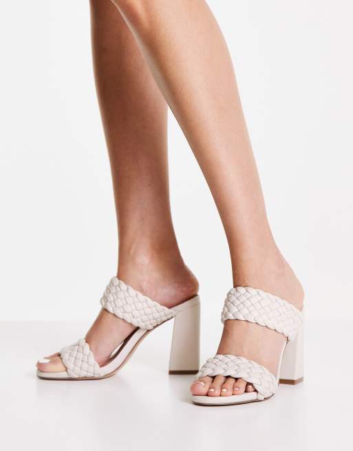 Steve Madden Tangle plaited heeled mules in white