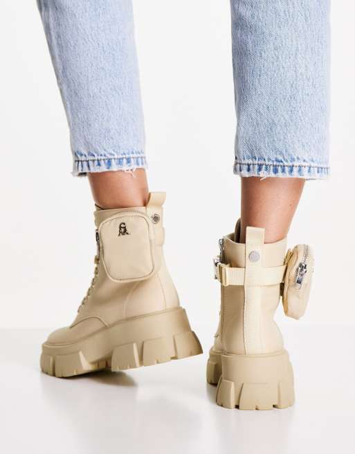 Steve Madden - Tanker-P - Bottines chunky à lacets avec pochette amovible - Sable, 2 de 4