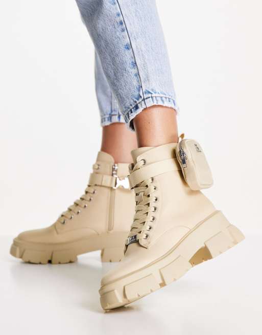 Steve Madden – Tanker-P – Schnürstiefel mit dicker Sohle und abnehmbarer Tasche in Sand, 3 von 4