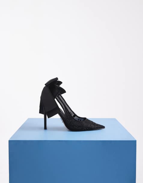 Steve Madden - Teacup - Escarpins en daim avec bride arrière à nœud en satin - Noir - view 1