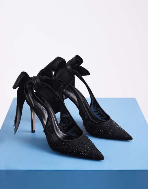 Steve Madden - Teacup - Escarpins en daim avec bride arrière à nœud en satin - Noir, 2 de 4