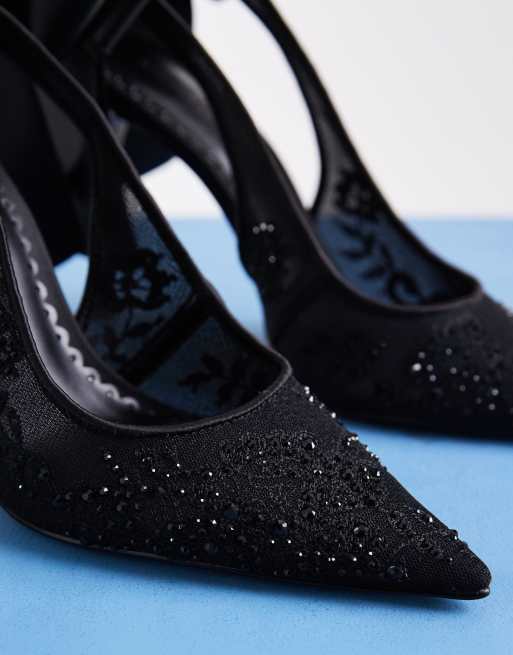 Steve Madden - Teacup - Escarpins en daim avec bride arrière à nœud en satin - Noir, 3 de 4