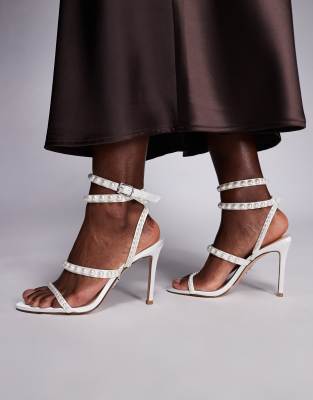  Teena strappy pearl high heels in ivory