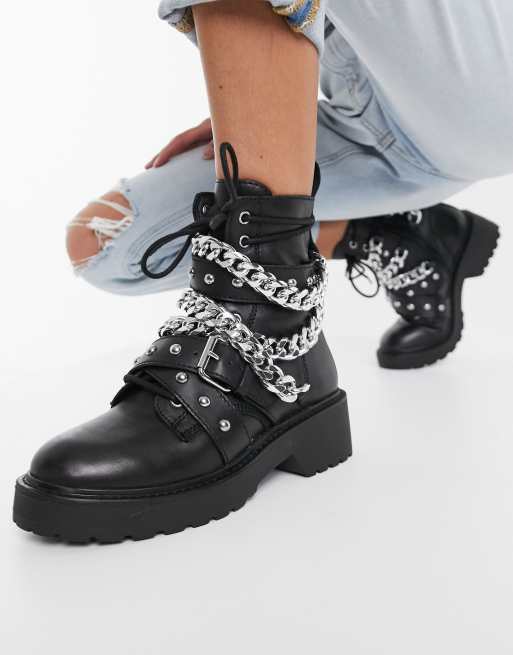 Steve Madden Temina chunky boot with chains in black