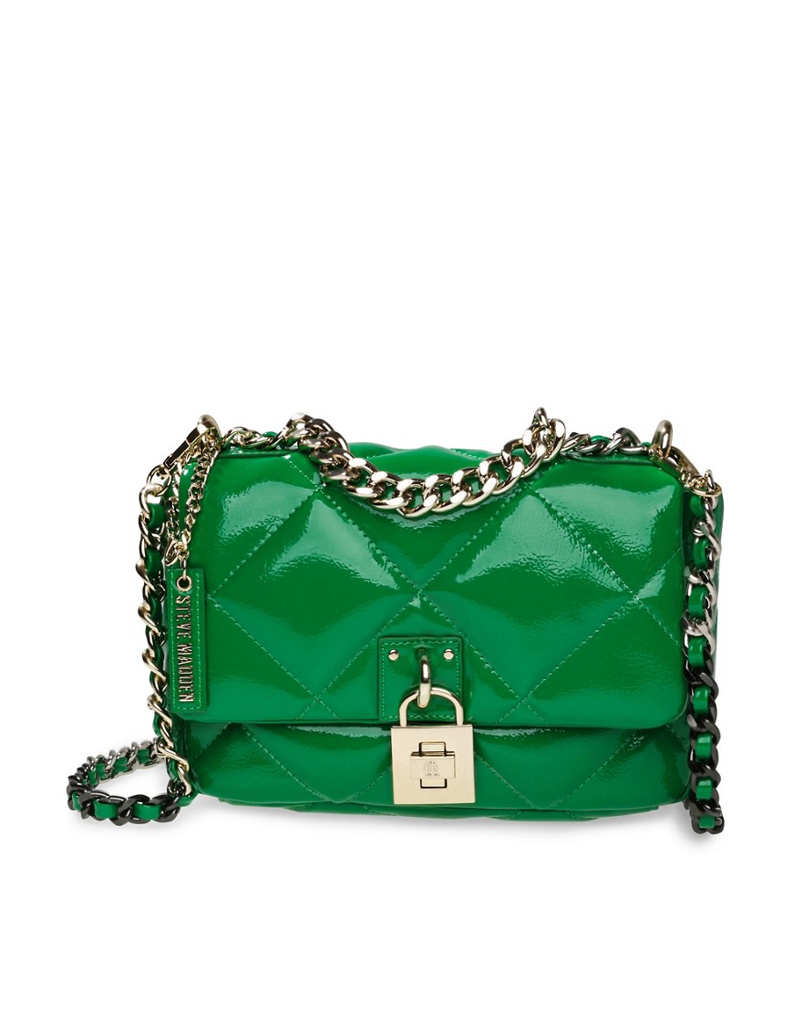 Steve Madden Terra quilted cross-body bag with chain in green