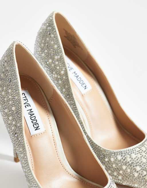 Steve Madden Thrive pearl embellished court shoes in rose gold, 3 of 4