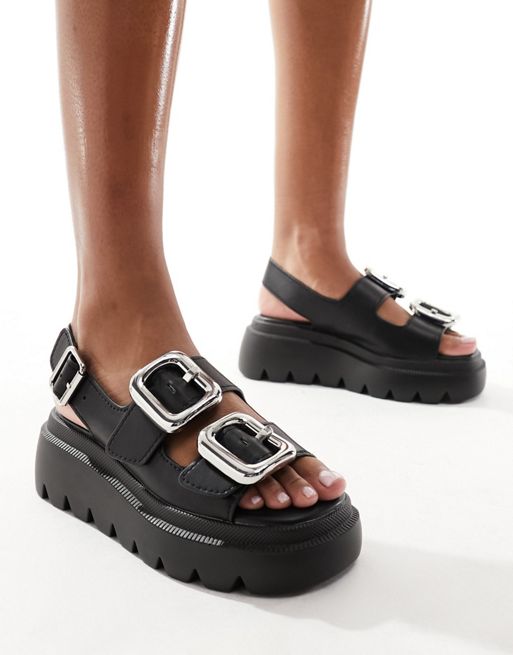 Steve Madden - Transporter - Chunky sandaler med spænder i sort
