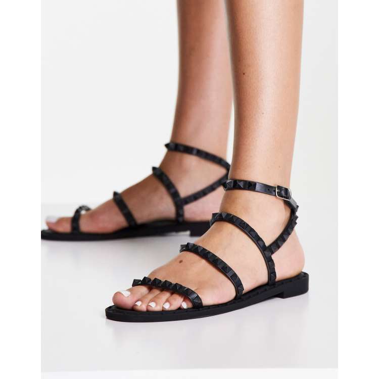 Steve Madden Travel-J jelly studded flat sandals in black