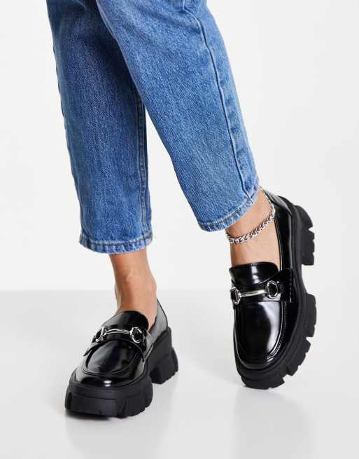 Steve Madden – Trifecta – Czarne buty na grubej płaskiej podeszwie