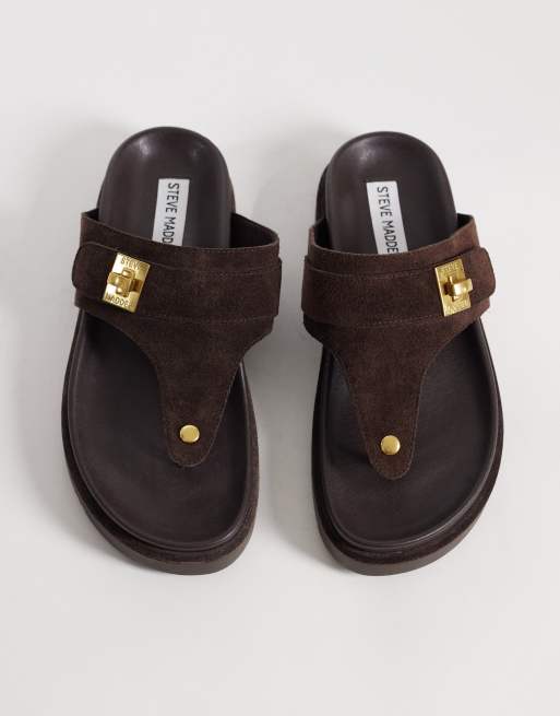 Steve Madden - Tuned-in - Brune sandaler i ruskind med tårem og spændestrop, 2 af 4