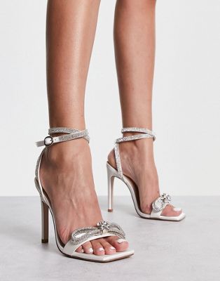 Steve Madden Unleash heeled sandals in ivory satin - ASOS Price Checker