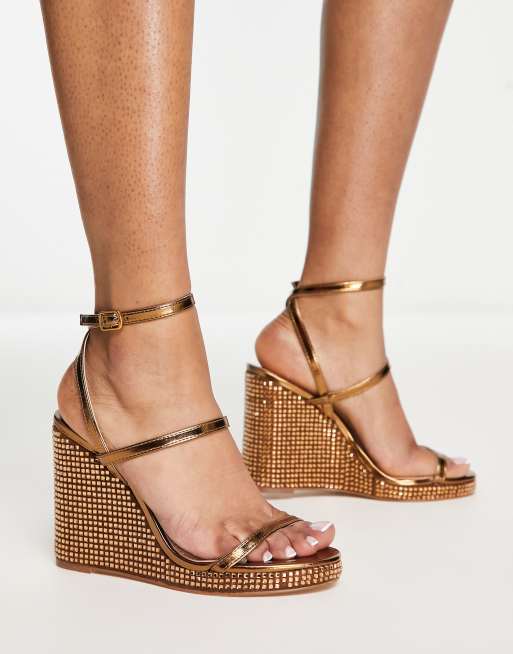 Bronze sale wedge shoes