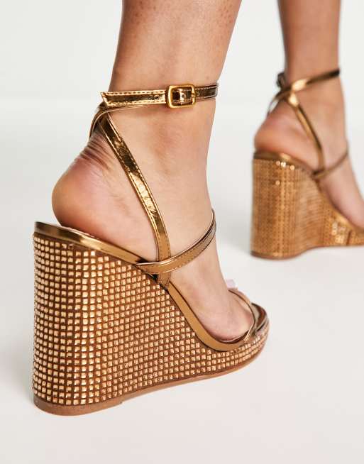 Bronze discount wedge sandals