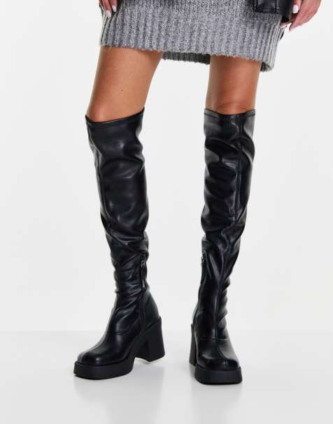 Steve Madden Upsurge 90s over the knee heeled boots in black - view 1