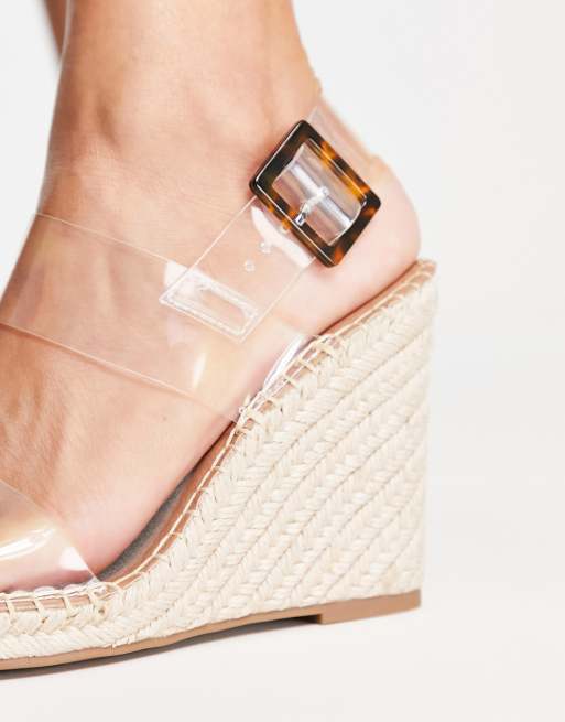 Steve Madden Uri two part espadrille wedges in clear