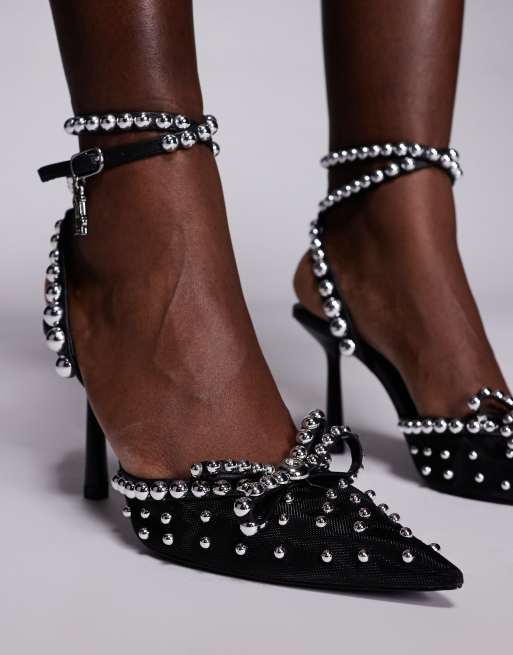 Steve Madden Val bow detail heels in embellished black, 2 of 4