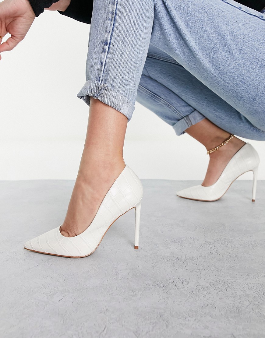 Steve Madden Vala-C heeled shoes in white croco