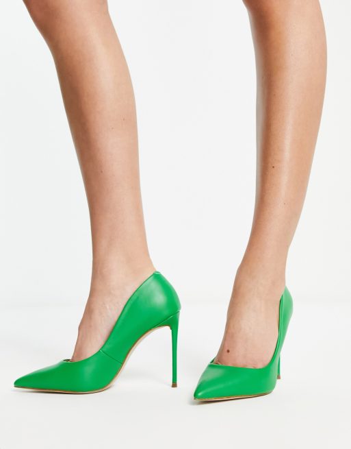 Green leather heels sale