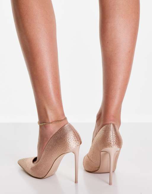 Suposición victoria Poner a prueba o probar Steve Madden Valorous embellished pointed heeled shoes in rose gold | ASOS