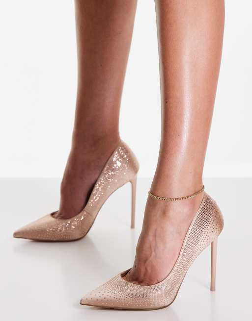 Steve Madden - Valorous - Schoenen met hak, puntige neus en versiering in roségoud