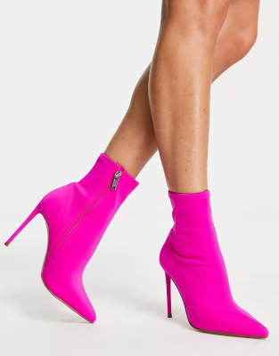  Vanya heeled sock boots in bright pink