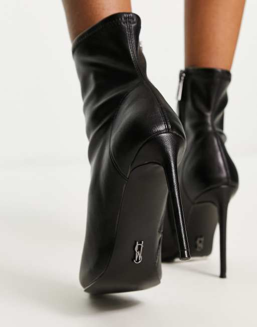 Steve Madden Vanya stretch ankle sock boots in black