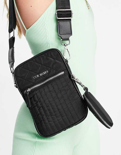 Steve Madden vara phone mini bag with earbud case in black