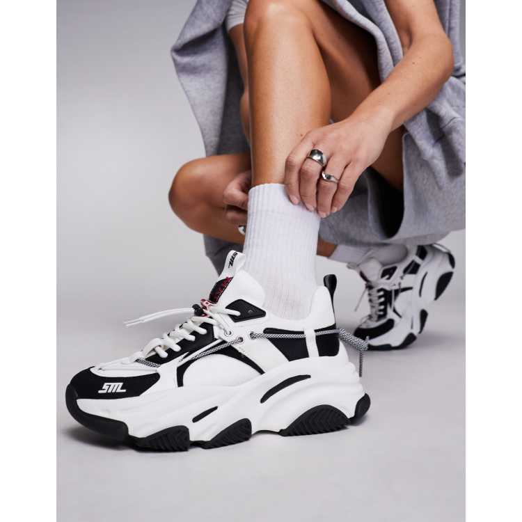 Steve Madden Vault2 chunky sneakers in white and black ASOS