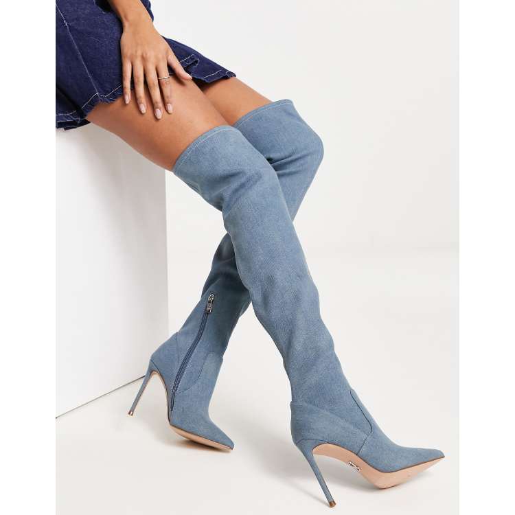 Over the knee cheap denim boots