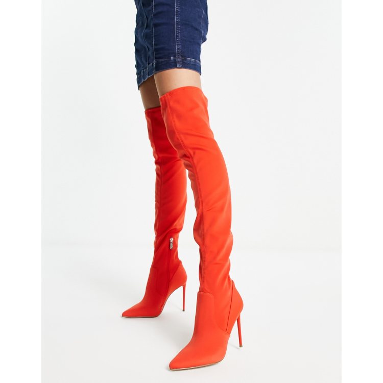 Over the outlet knee orange boots