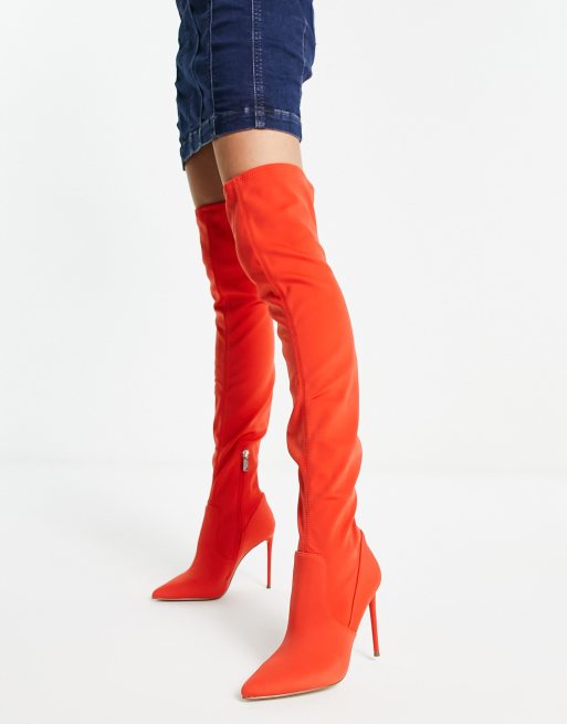 Red steve madden hot sale thigh high boots