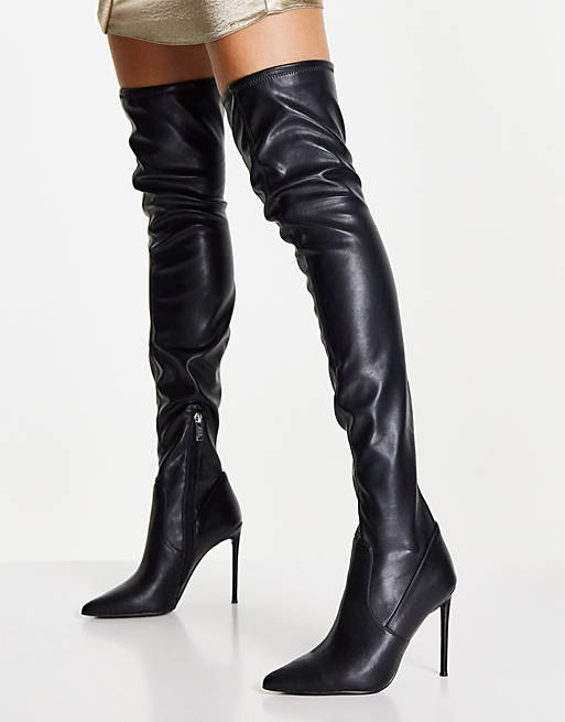  Boots/Steve Madden Vava stiletto heel thigh high boots in black 