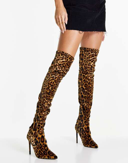 Animal print thigh hot sale high boots