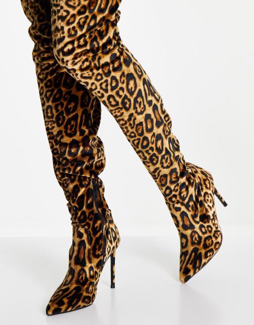 Leopard high heel store boots