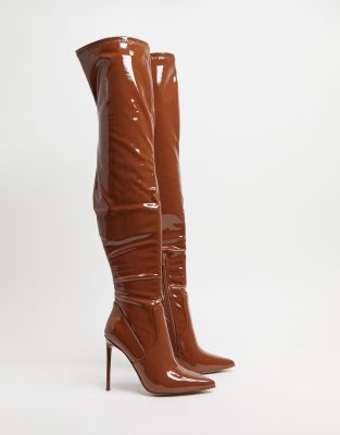 thigh high boots cognac