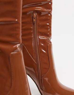cognac thigh high boots