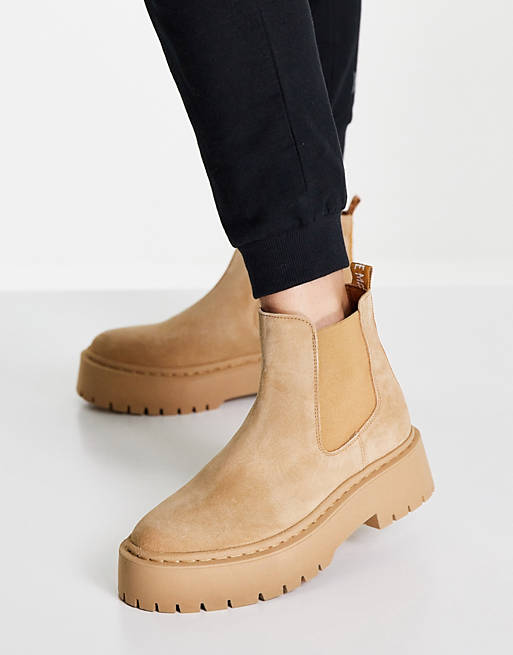Steve Madden Veerly chunky chelsea boots in camel suede