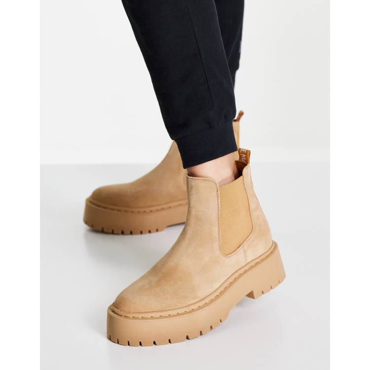 Steve Madden Veerly chunky chelsea boots in camel suede