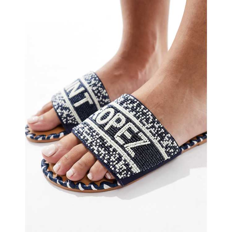Steve Madden – Verah – Flache Sandalen in Marineblau mit 