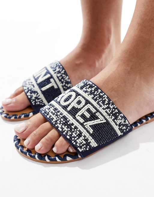 Steve Madden – Verah – Flache Sandalen in Marineblau mit  