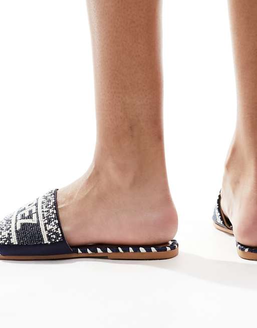 Steve Madden – Verah – Flache Sandalen in Marineblau mit  