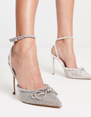 Steve Madden Viable-R heeled shoes in silver rhinestone