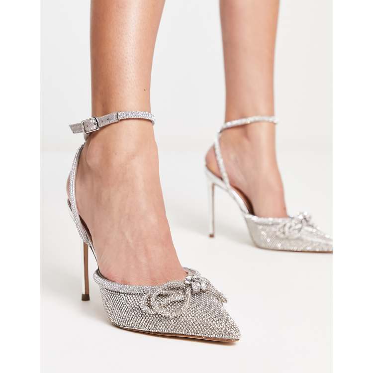 Silver rhinestone pumps sale