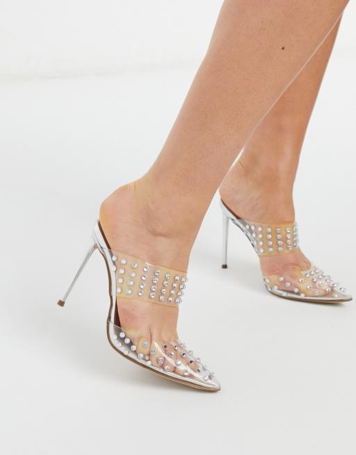 Clear and sale rhinestone heels