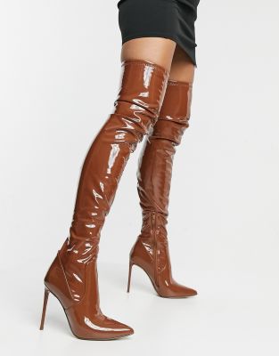 thigh high boots cognac