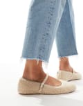 [Steve Madden] Steve Madden Vinetta-F ballet flats with strap in natural fluffy borg-Neutral 40 Natural