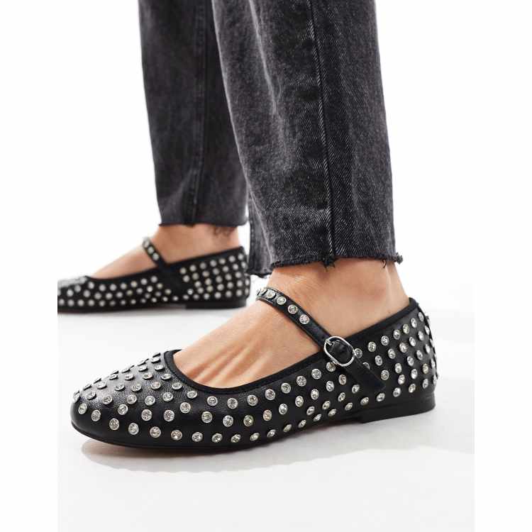 Steve madden black studded flats on sale